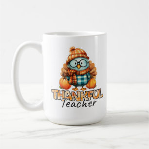 Mug Enseignant Reconnaissant – Oiseau à Carreaux et Ci