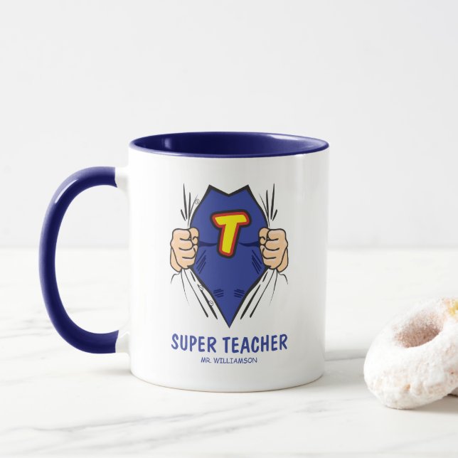 Mug Enseignant Super-héros Cool (Avec donut)
