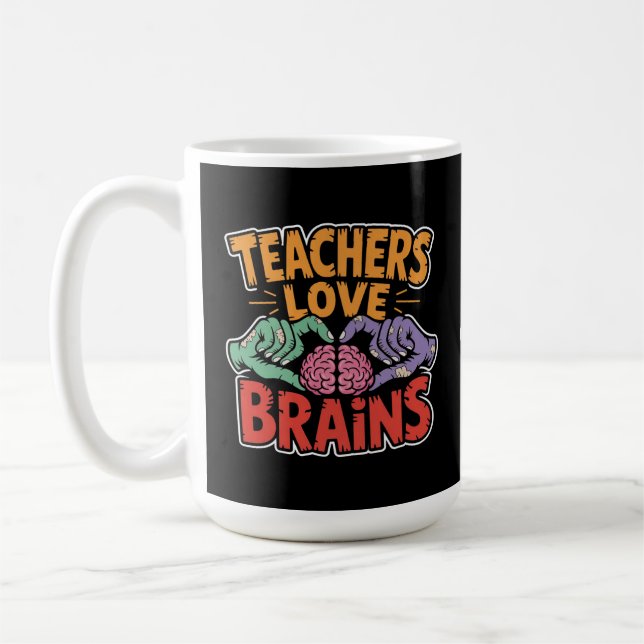 Mug Enseignants Aimer Cerveaux Zombie Mains Coeur Hall (Gauche)