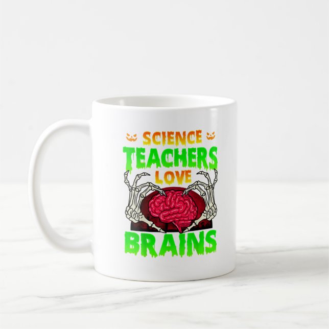 Mug Enseignants Cerveaux Squelette Coeur main Hallowee (Gauche)