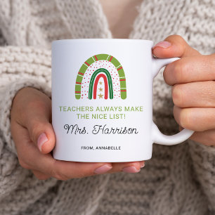 Mug Enseignants de Noël personnalisés Rainbow Nice Lis