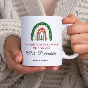 Mug Enseignants de Noël personnalisés Rainbow Nice Lis