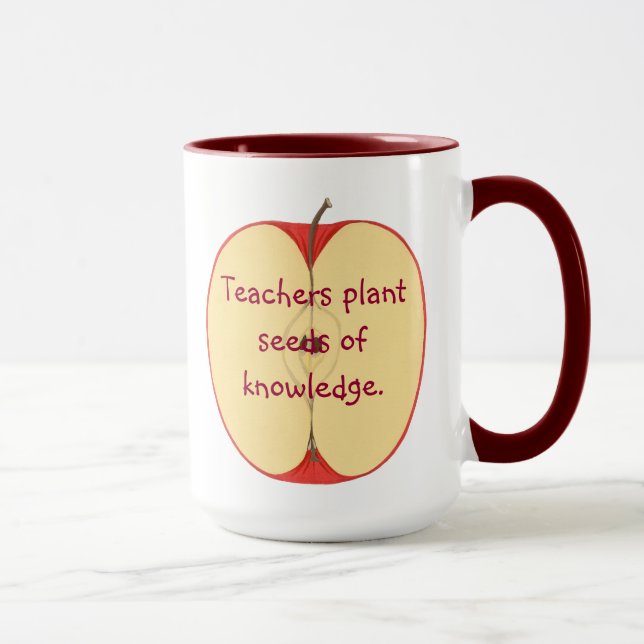 Mug Enseignants de pomme tranchée Plante graines de bo (Droite)