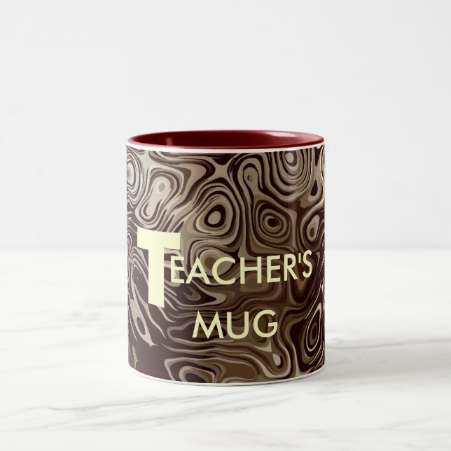 Mug Enseignants Motif Tourbillon Beige Et Marron (Centre)