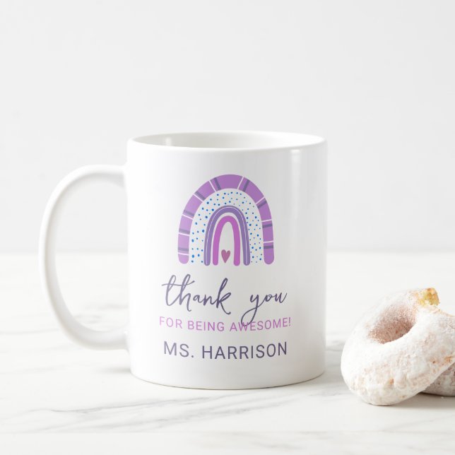 Mug Enseignants Personnalisés Arc-en-ciel Merci (Avec donut)