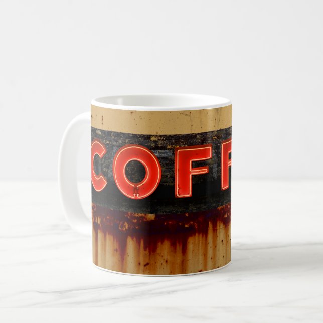 Mug Enseigne de café néon rustique (Devant gauche)