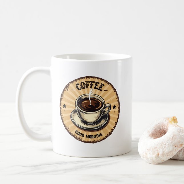 Mug enseigne de café vintage cool (Avec donut)