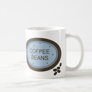 Mug Enseigne de grains de café en bleu et marron