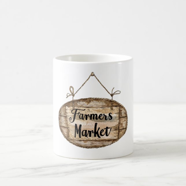 Mug Enseigne de marché de fermiers en faux bois (Centre)