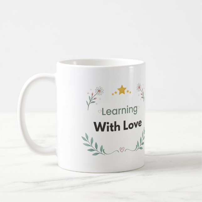Mug Enseignement Avec Amour Professeur Floral (Gauche)