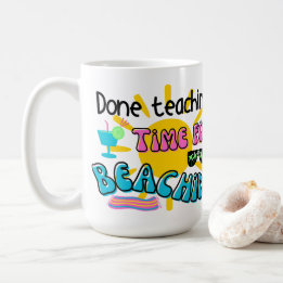 Mug Enseignement fait. L'heure de la plage avec soleil
