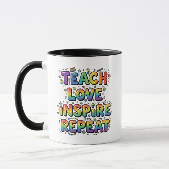 Mug Enseignement Personnalisé Aimer Inspirer Répéter P (Gauche)