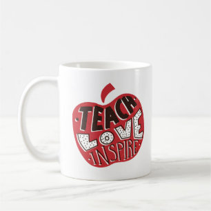 Mug Enseigner Amour Inspirer Pomme Professeur Retro