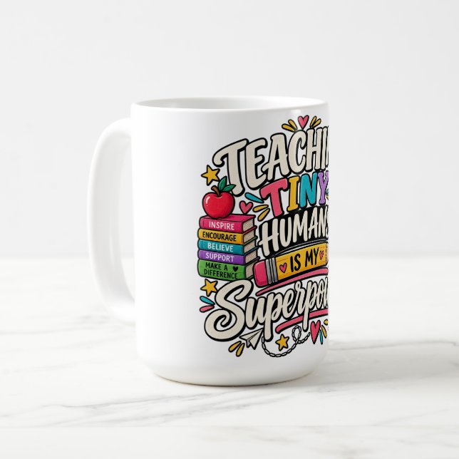 Mug Enseigner aux petits humains est mon superpouvoir  (Devant gauche)