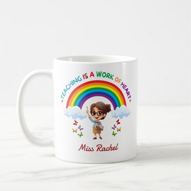 Mug Enseigner est une œuvre du cœur Joli professeur ar (Gauche)