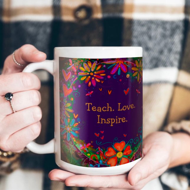 Mug Enseigner l'amour Inspirer Citation Nom Floral Vio (Créateur téléchargé)