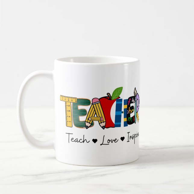 Mug Enseigner l'amour Inspirer les enseignants cadeau  (Gauche)
