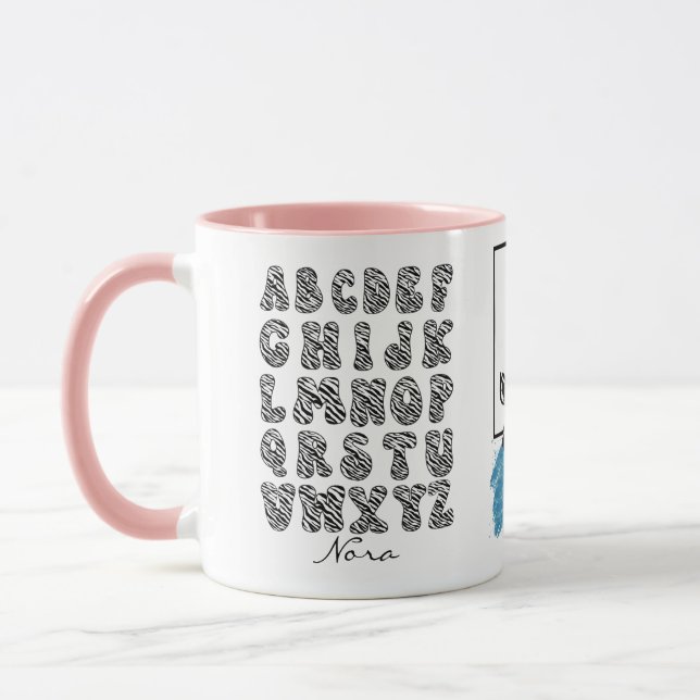 Mug Ensemble d'alphabet zèbre personnalisé (Gauche)