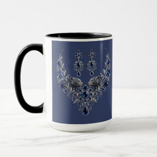 Mug Ensemble de bijoux en cristal de tigre argent bleu
