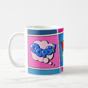 Mug Ensemble de bulles comiques. Expressions Bom, Cool