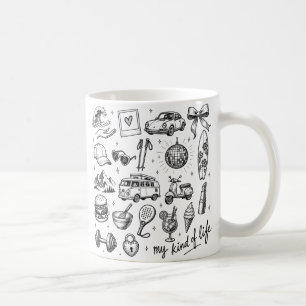 Mug Ensemble de cliparts de style de vie dessinés à la