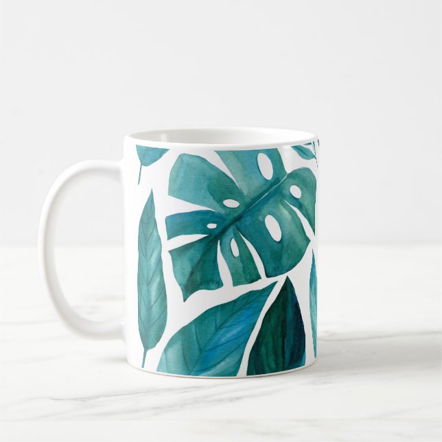 Mug Ensemble de feuilles abstraits de palmiers tropica (Gauche)