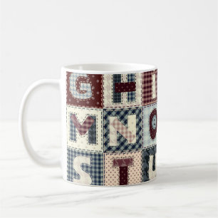 Mug Ensemble de lettres alphabétiques en style patchwo