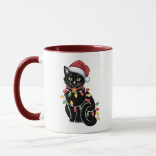 Mug Ensemble de Noël pour amateur de chat noir Cadeau