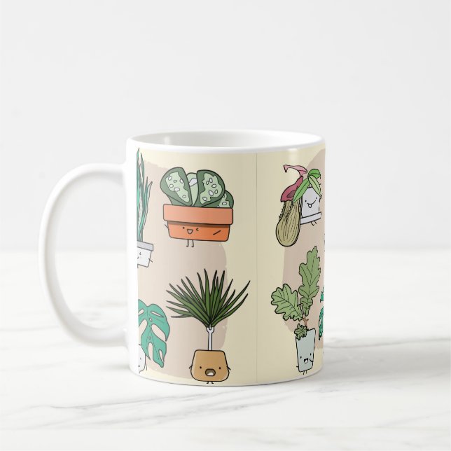 Mug Ensemble de plantes de maison mignons dans des pot (Gauche)