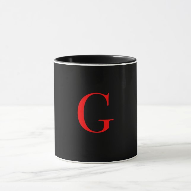 Mug Ensemble Monogramme Initiale G Tout Noir  (Centre)