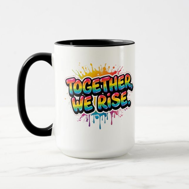 Mug Ensemble Nous Montons Citation Design Arc-en-ciel  (Gauche)