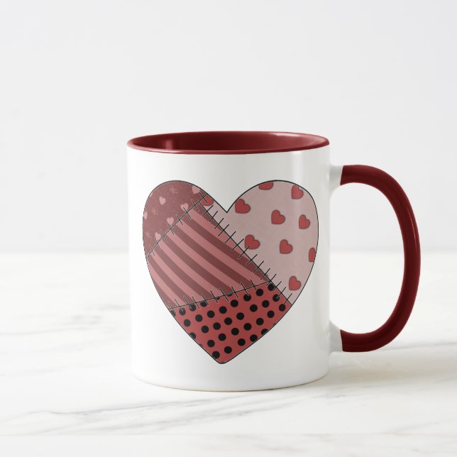Mug Ensemble piqué coeur de patchwork (Droite)