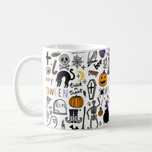Mug Ensemble vintage d'Halloween. Icône d'halloween mi
