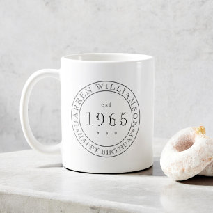 Mug entièrement personnalisé noir blanc mens heureux