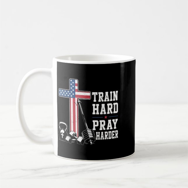 Mug Entraînement dur Prière plus dure Workout chrétien (Gauche)