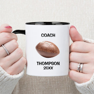 Mug Entraîneur de football noir et blanc et brun