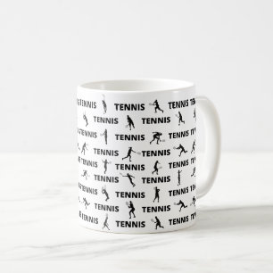 Mug Entraîneur joueur de tennis Noir Silhouettes Motif