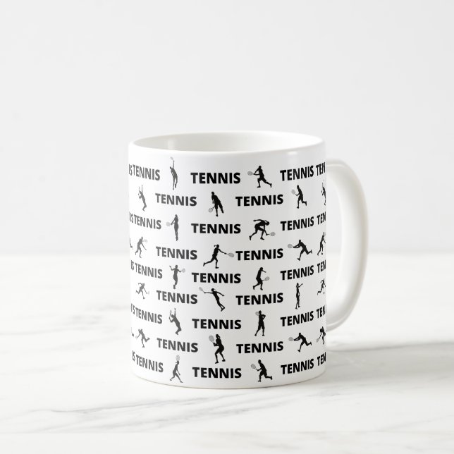 Mug Entraîneur joueur de tennis Noir Silhouettes Motif (Devant droit)