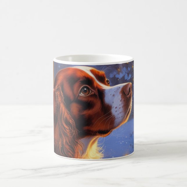 Mug Épagneul breton avec lumières de Noël vacances  (Centre)