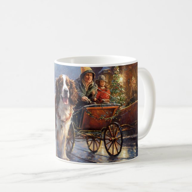 Mug Épagneul Springer Anglais période de Noël festive (Devant droit)