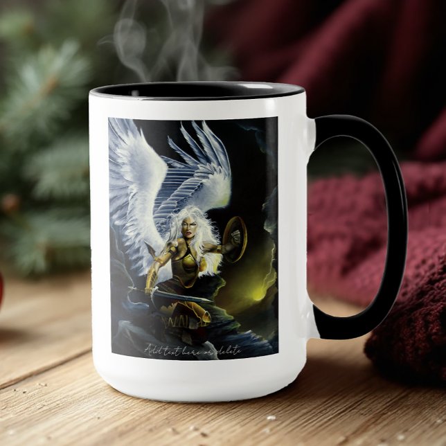 Mug Épée d'ange guerrier de fantasy féroce (Créateur téléchargé)