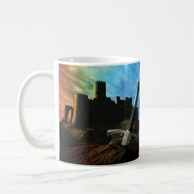 Mug Épée et château avec monogramme (Gauche)