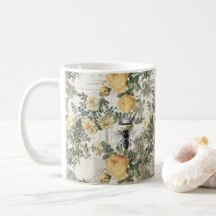 Mug Ephémère d'abeille de miel vintage modèle floral j