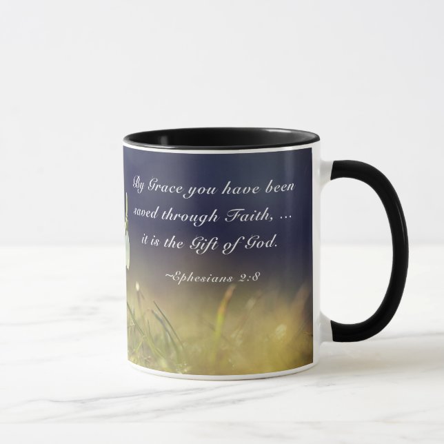 Mug Éphésiens 2:8 Par Grâce Vous Avez Été Sauvé La Bib (Droite)