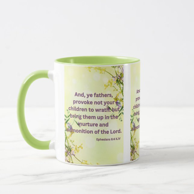 Mug Éphésiens 6:4 KJV Bible Écriture Pic Deux Tons (Gauche)
