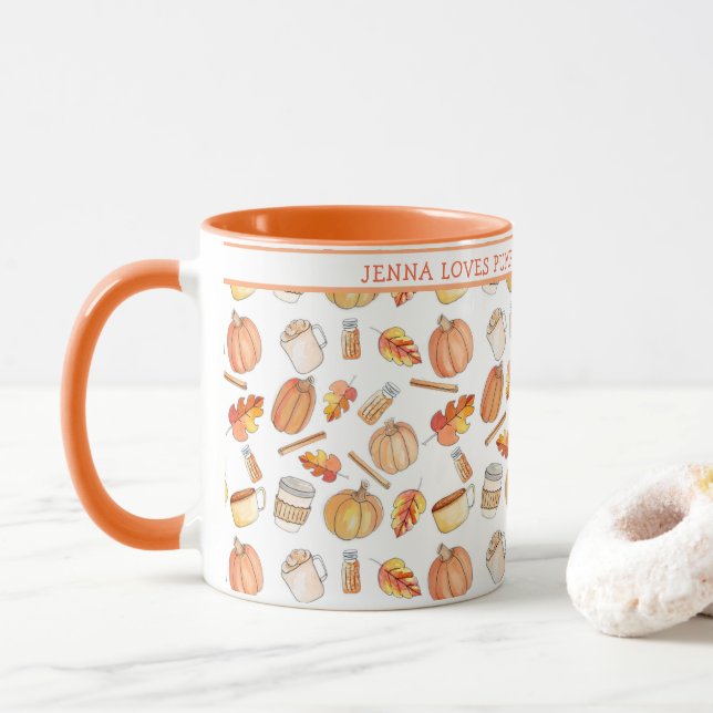 Mug Épice Citrouille de chute de lunettes à deux tonal (Avec donut)
