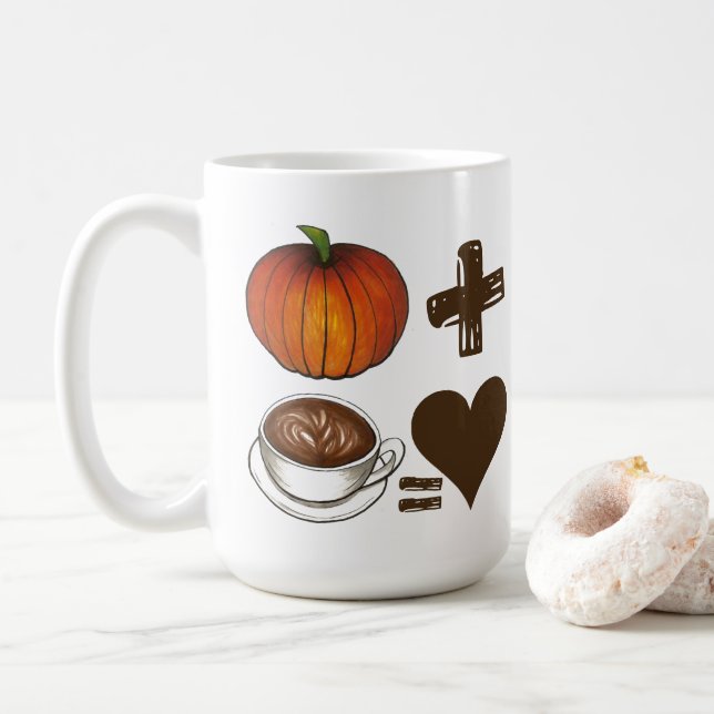 Mug Épice citrouille + Latte de café = Coeur d'amour (Avec donut)