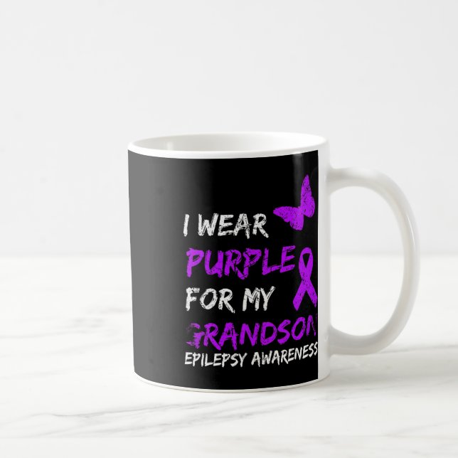 Mug Epilepsy I Wear Purple For My Grandson Ribbon  (Droite)