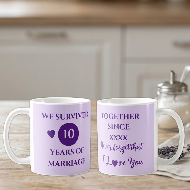 Mug Épouse 10 ans de mariage année pourpre (Créateur téléchargé)