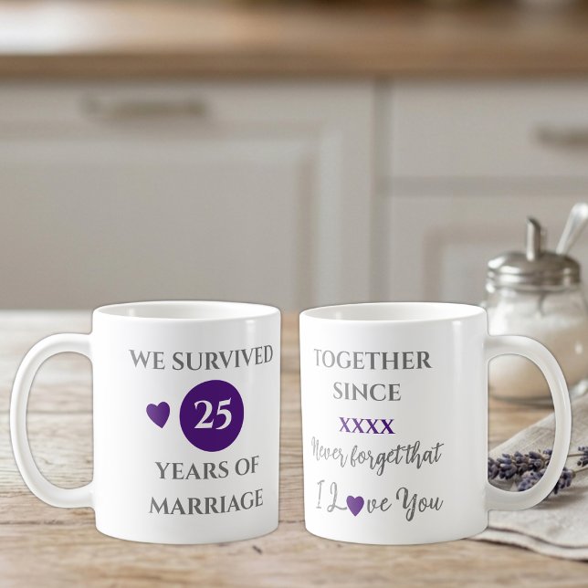 Mug Épouse 25 ans de mariage année pourpre (Créateur téléchargé)
